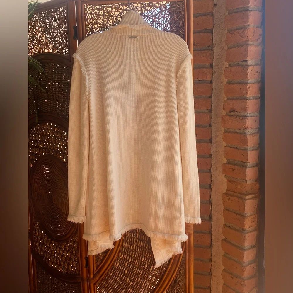 NWOT Michael Kors Cream Knit Waffle Fringe Sweater Excellent Condition!
